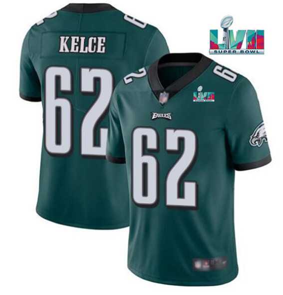Men & Women & Youth Philadelphia Eagles #62 Jason Kelce Green Super Bowl LVII Patch Vapor Untouchable Limited Stitched Jersey->philadelphia eagles->NFL Jersey